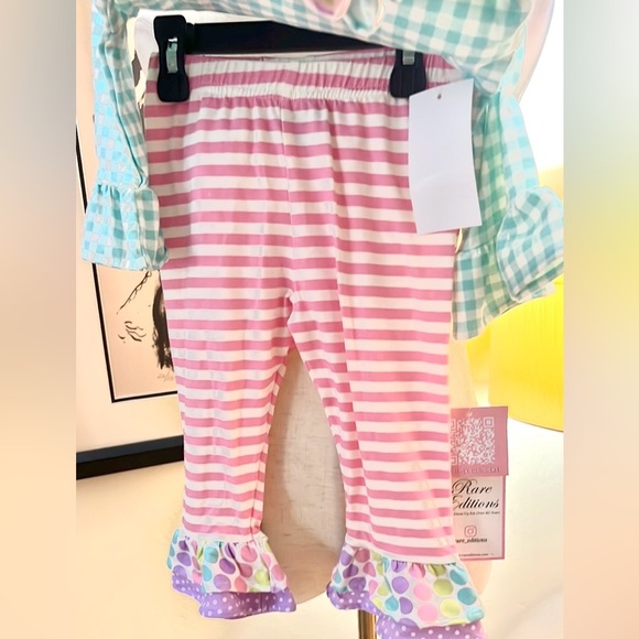 NWT,Rare Editions,2-Pc Set, Whimsical Bunny Design,Ruffled Top & Pants, Size 4T - Picture 2 of 6